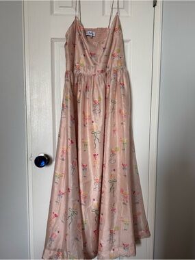 Girls' Pink Floral Print Maxi Dress